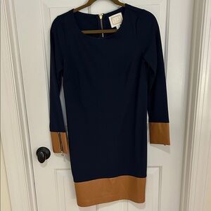 Sail to Sable Navy and Brown Long Sleeve Dress